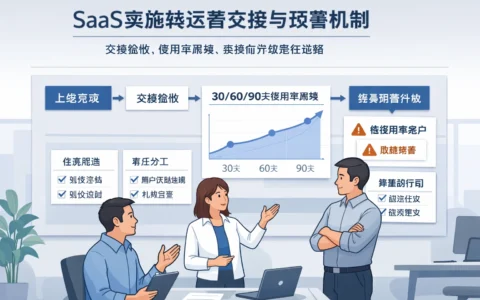 2026年SaaS实施转运营怎么做：交接验收、使用率爬坡与续费预警机制设计