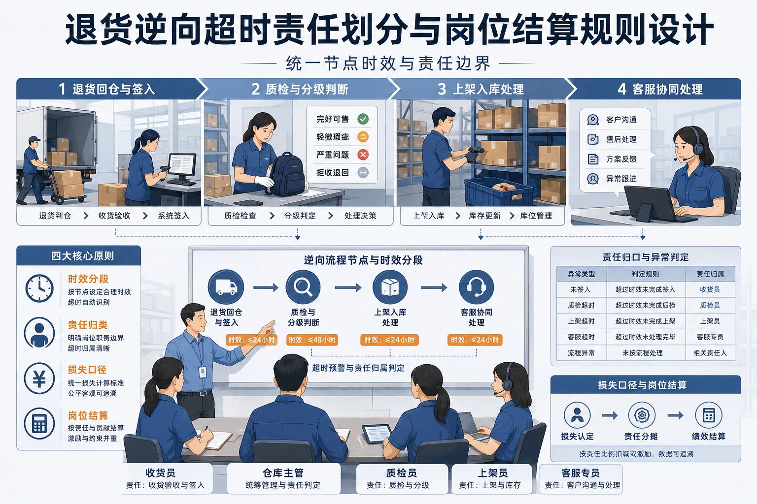 退货逆向超时责任划分与岗位结算规则设计
