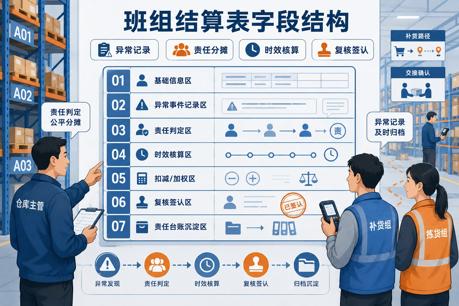 仓配中心库位偏差与补货超时班组结算表模板(2026年版)