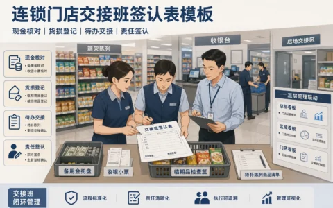 2026年连锁零售门店交接班签认表模板：现金核对、货损登记与班次责任会签
