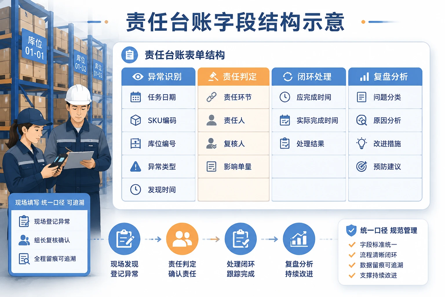 仓库库位差错与补货延迟责任台账模板设计