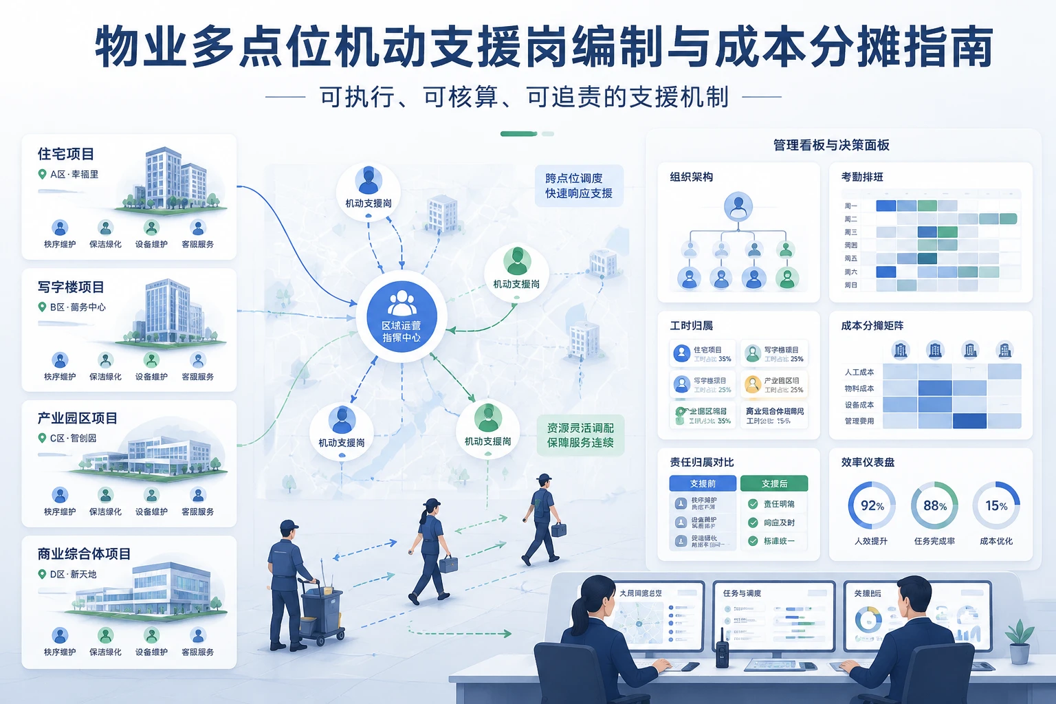 物业多点位机动支援岗编制与成本分摊指南