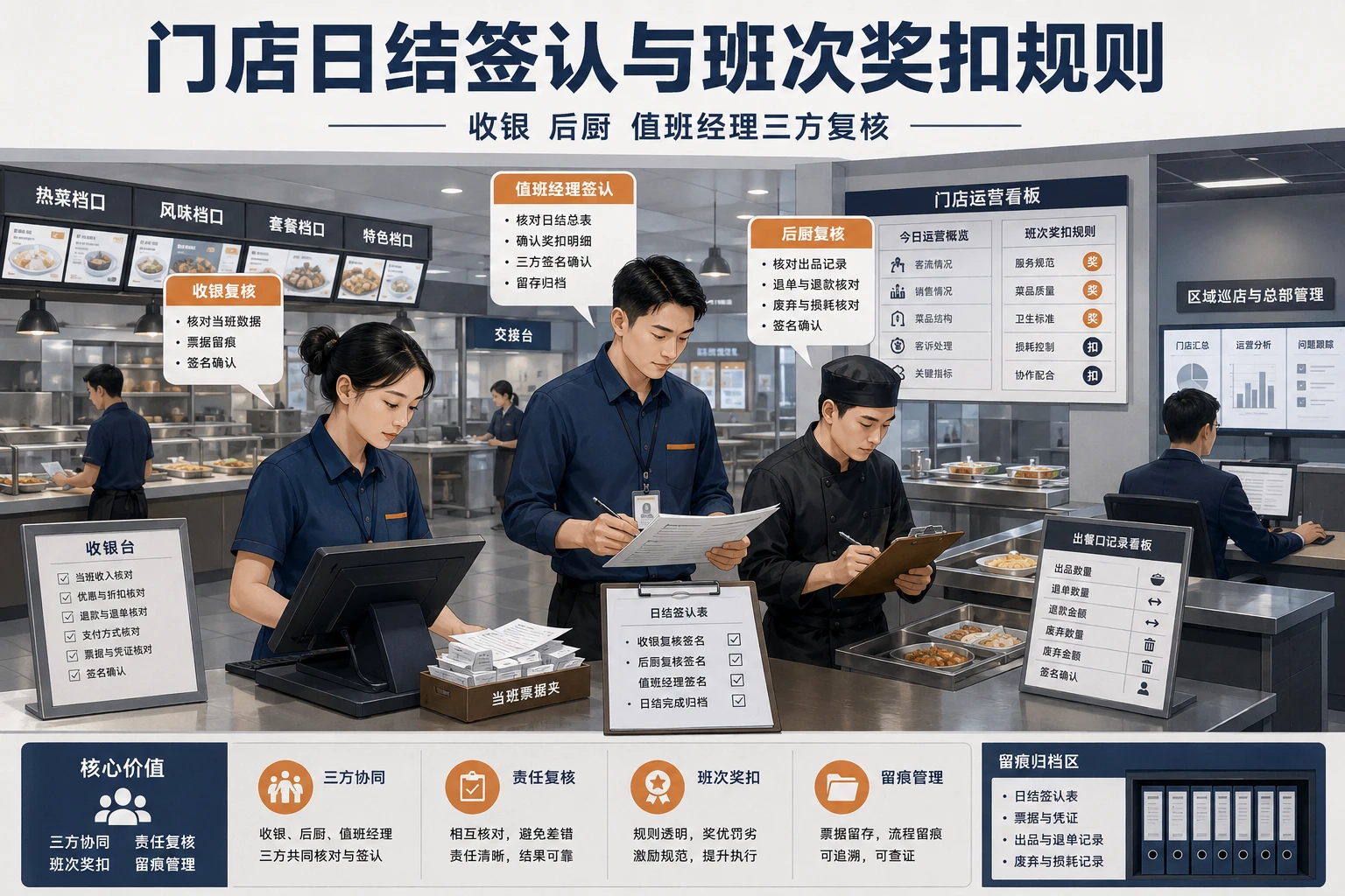 连锁团餐门店日结签认表与班次奖扣规则模板（2026年版）