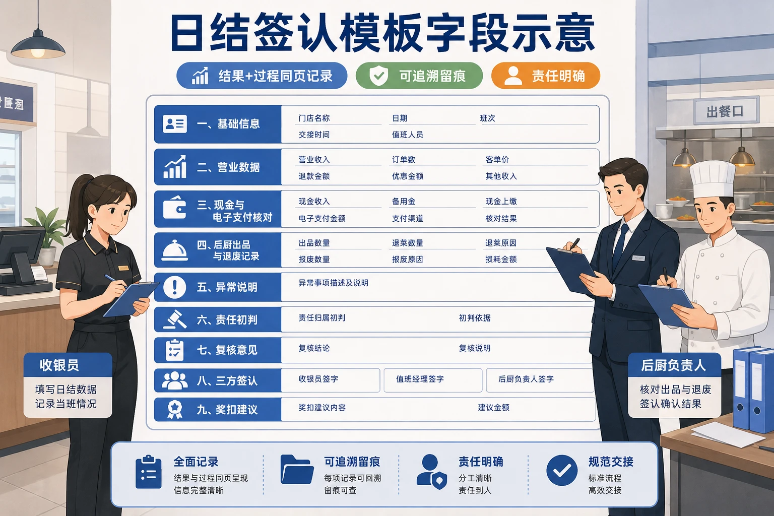 连锁团餐门店日结签认表与班次奖扣规则模板（2026年版）