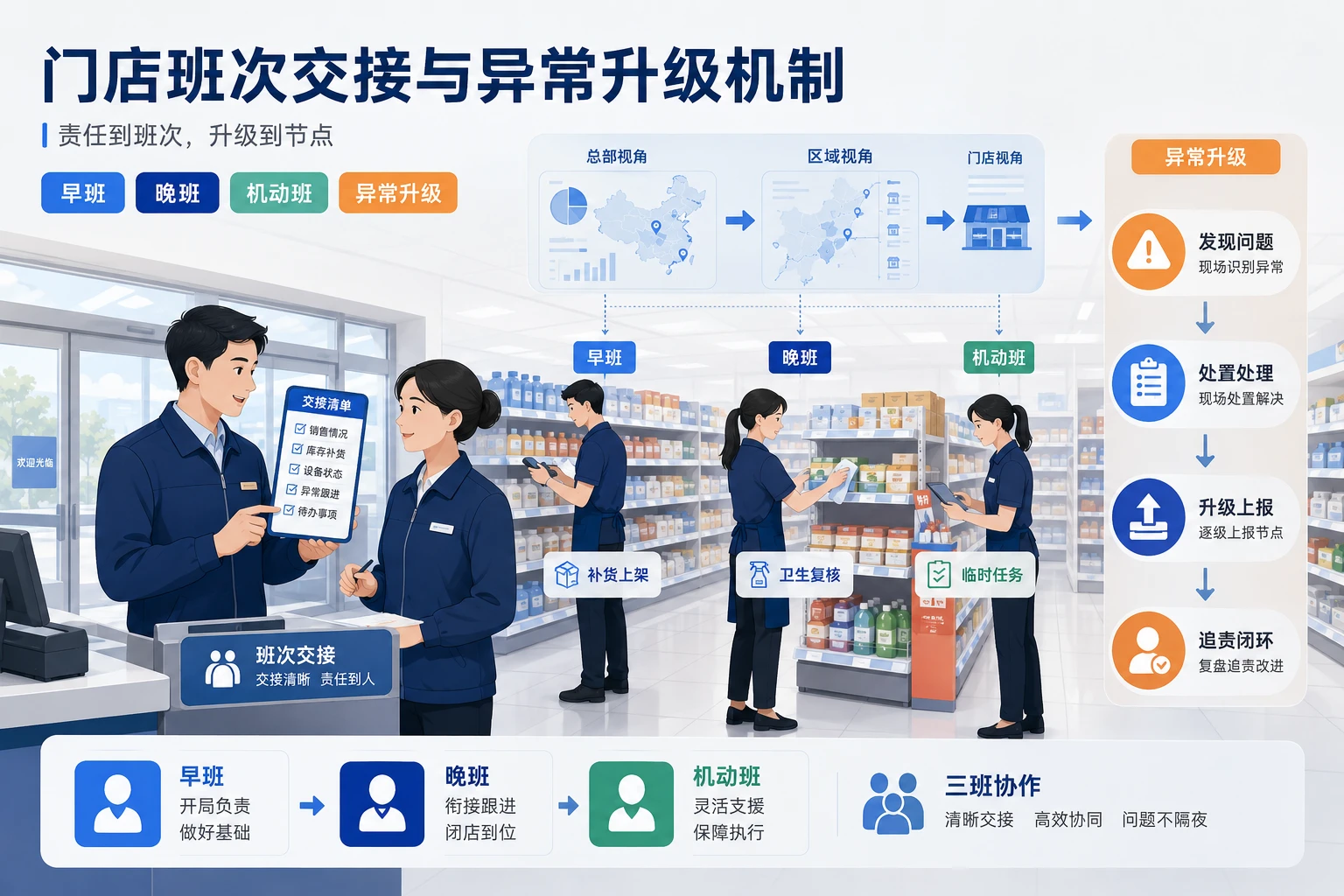 连锁门店值班经理班次交接与异常升级机制设计