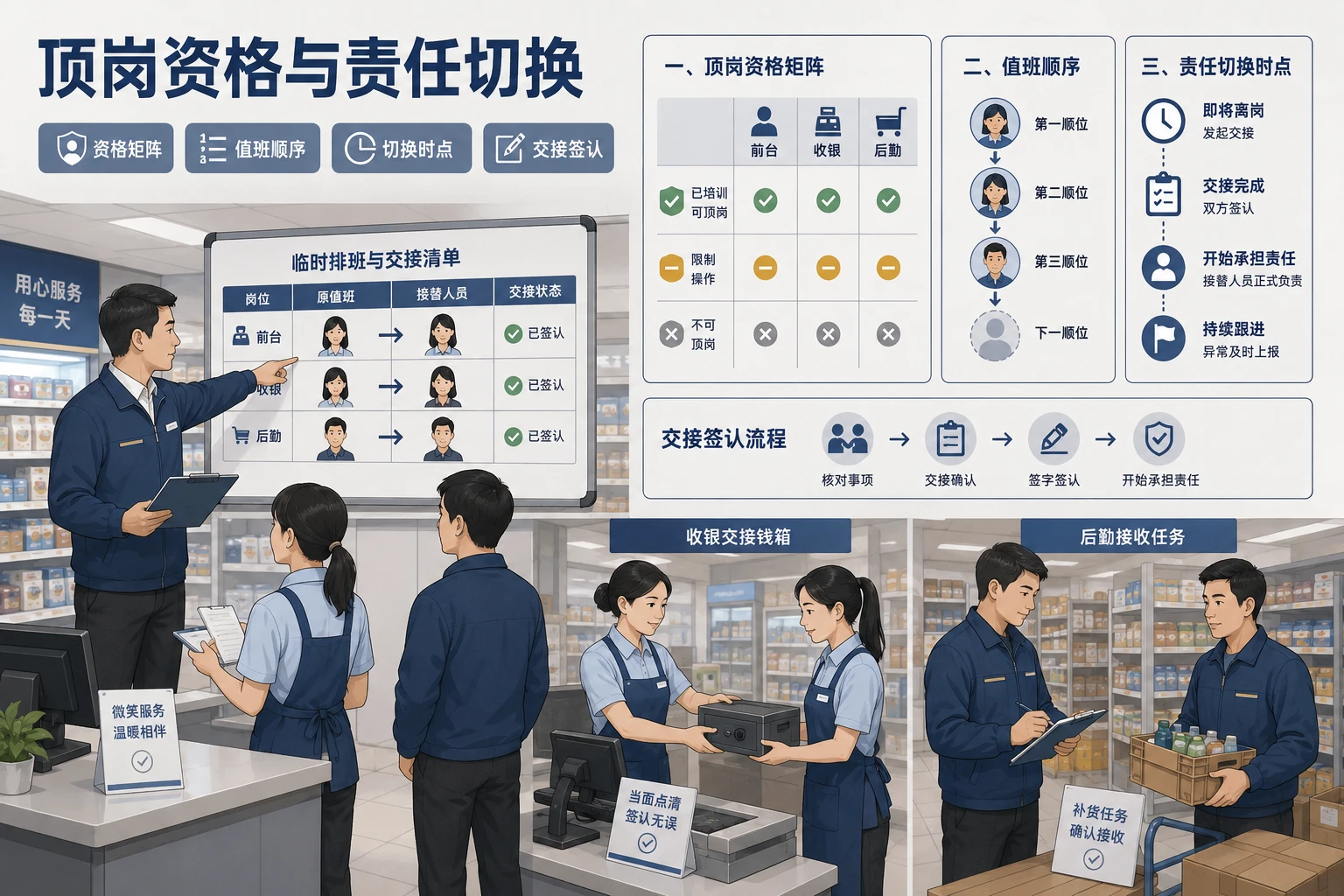 2026年连锁门店临时顶岗责任切换与值班交接机制设计