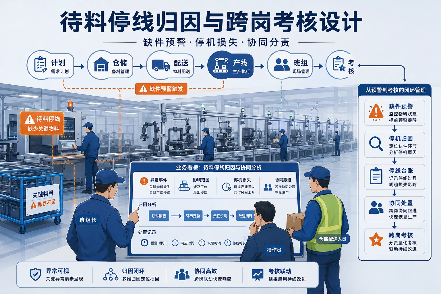 2026年关键物料齐套率下降后的待料停线归因与跨岗考核设计