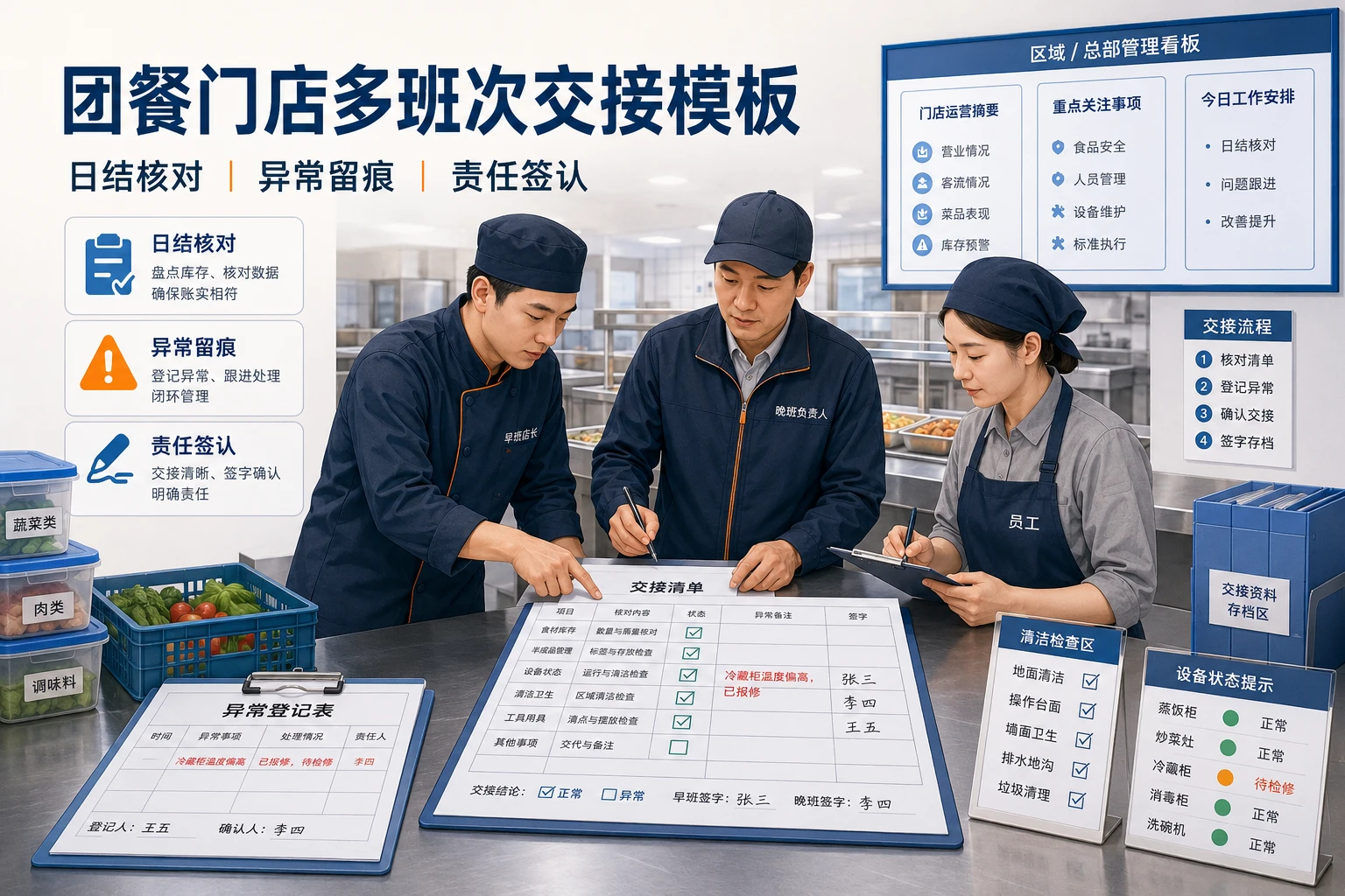 2026年团餐门店多班次交接清单与异常签认表模板