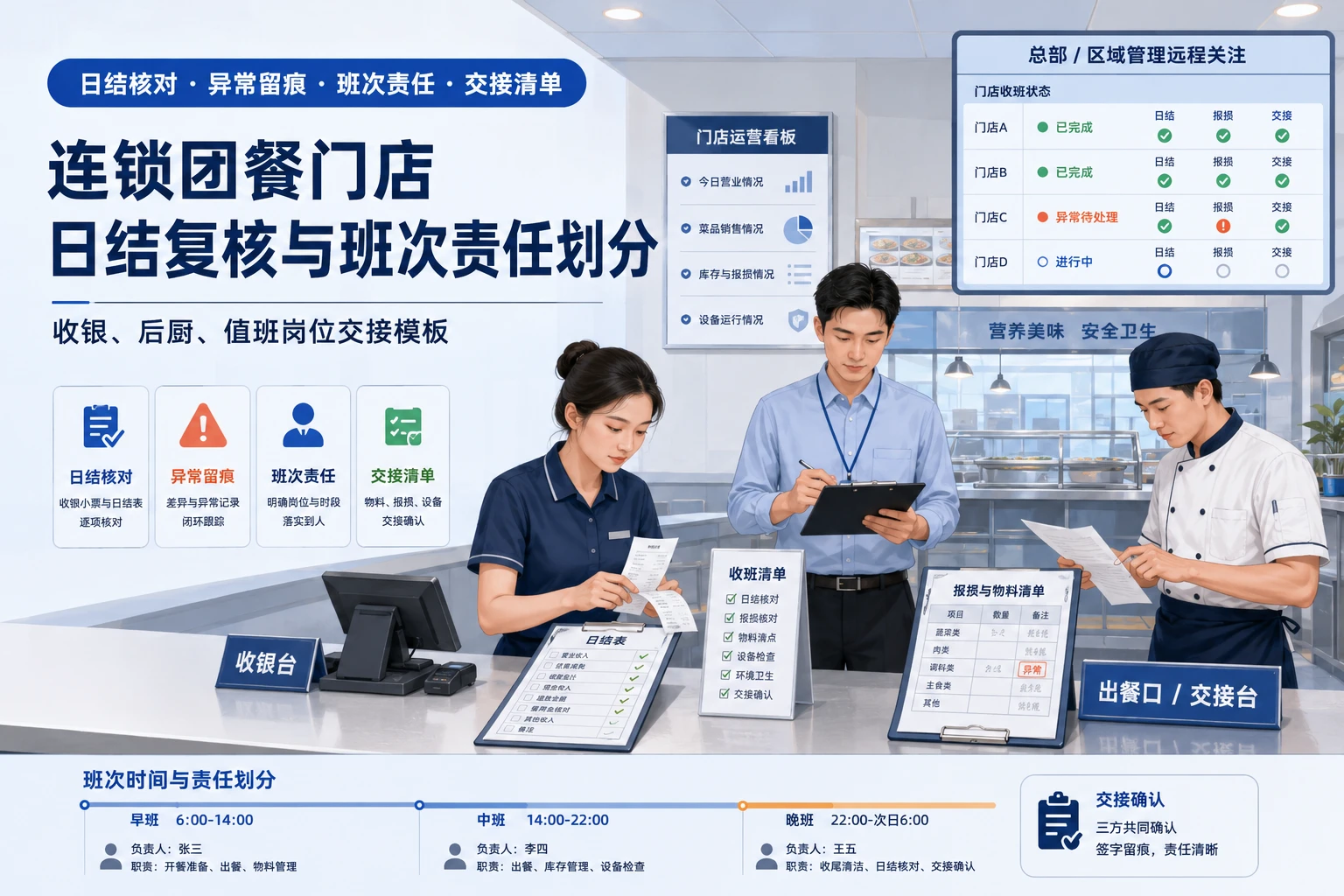 2026年连锁团餐门店日结复核与班次责任划分表模板
