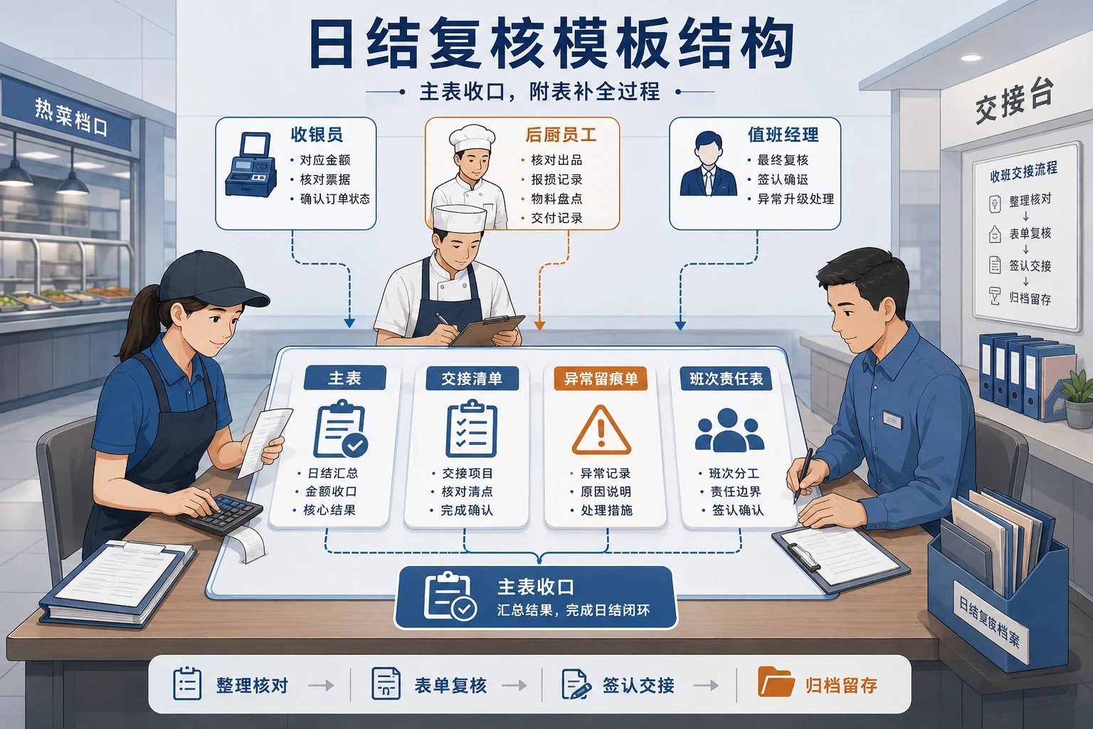 2026年连锁团餐门店日结复核与班次责任划分表模板