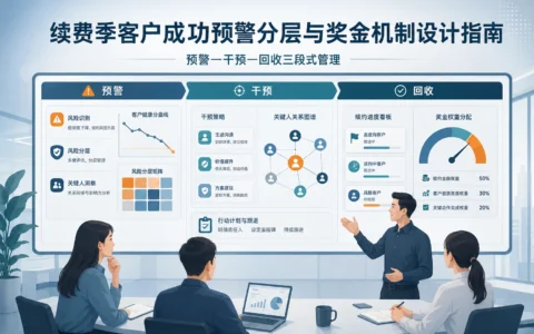 客户成功续费预警与奖金机制设计指南：健康分分层干预、阶段目标与ROI优化