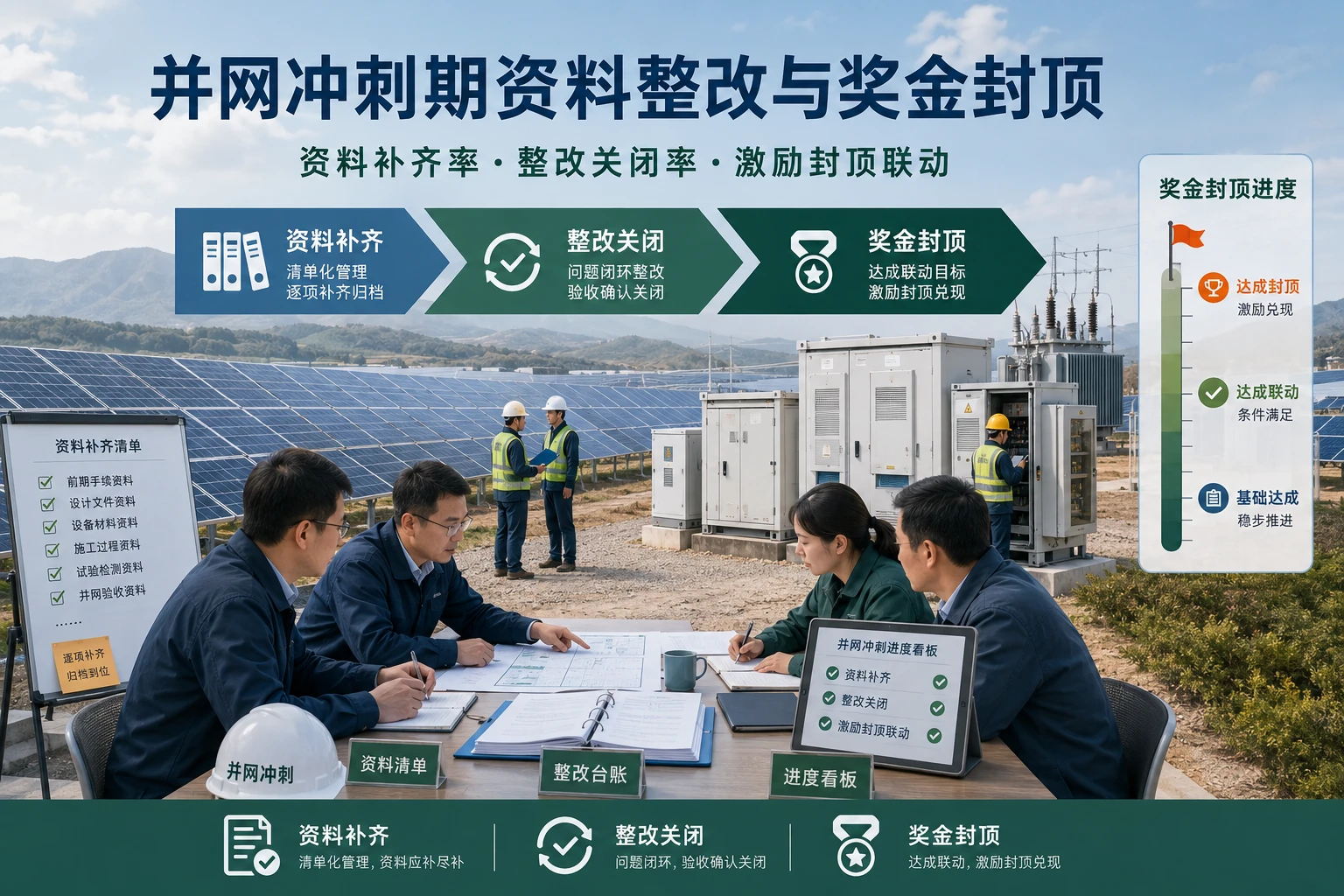 光伏EPC并网冲刺期资料整改与奖金封顶机制设计(2026年版)