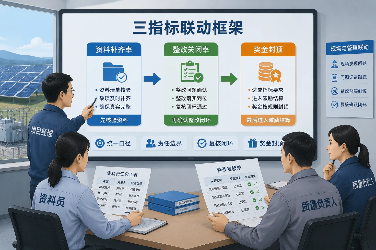 光伏EPC并网冲刺期资料整改与奖金封顶机制设计(2026年版)