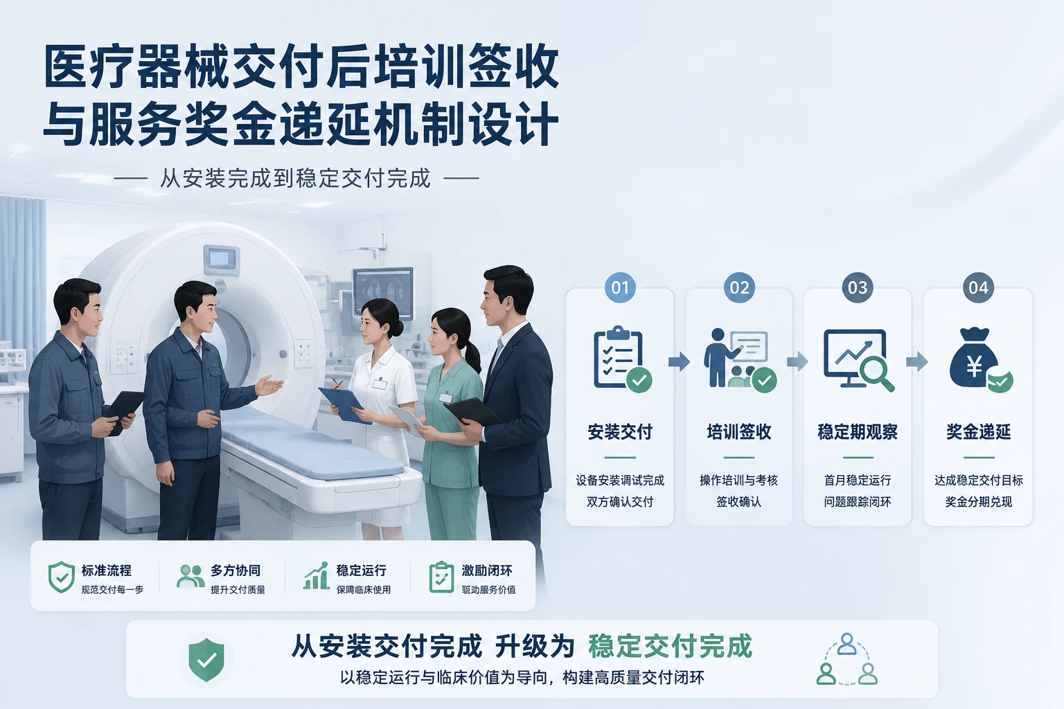 医疗器械交付后培训签收与服务奖金递延机制设计