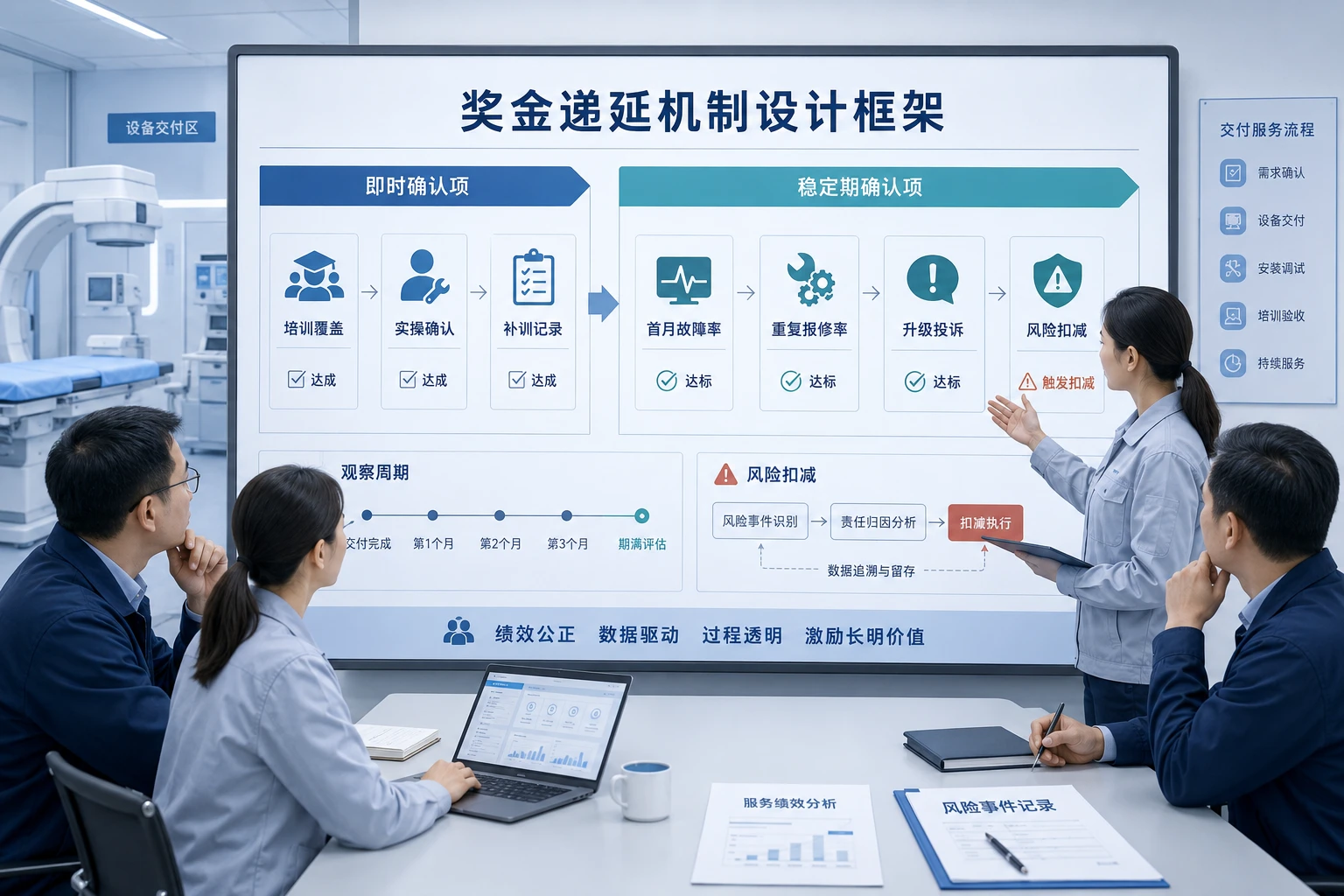 医疗器械交付后培训签收与服务奖金递延机制设计