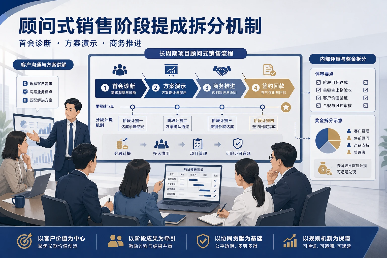 证券保险顾问式销售阶段提成拆分机制设计（2026年版）