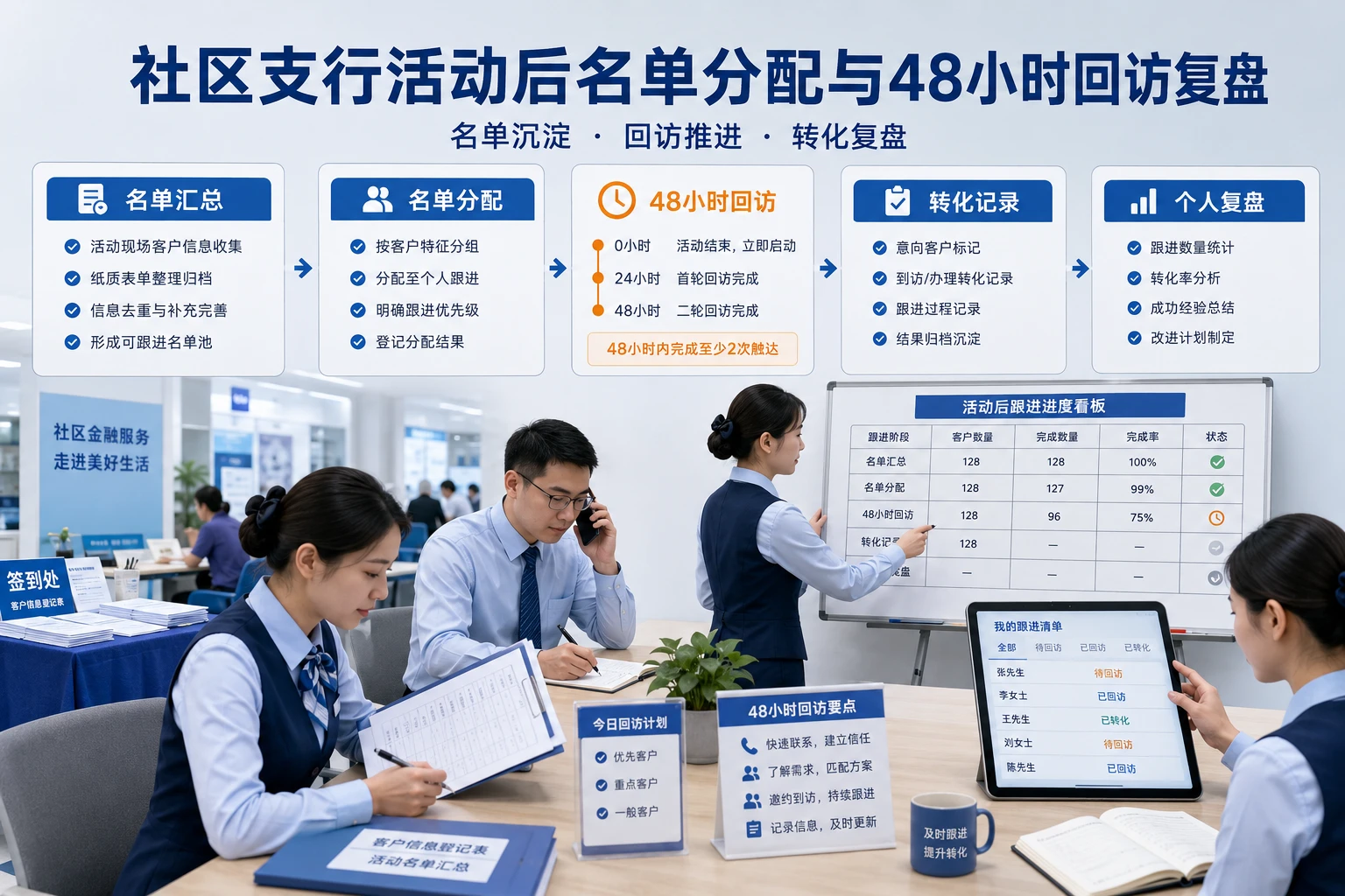 社区支行活动后名单分配与48小时回访复盘表模板（2026年版）