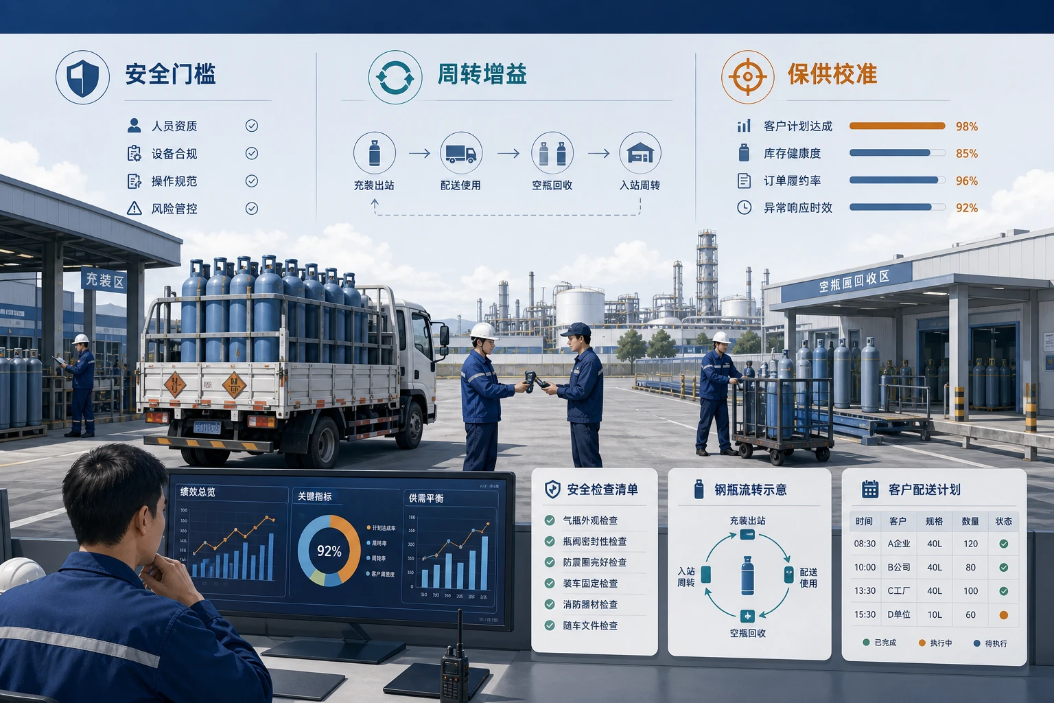 工业气体配送站点绩效三维分层设计：安全周转与保供（2026年版）