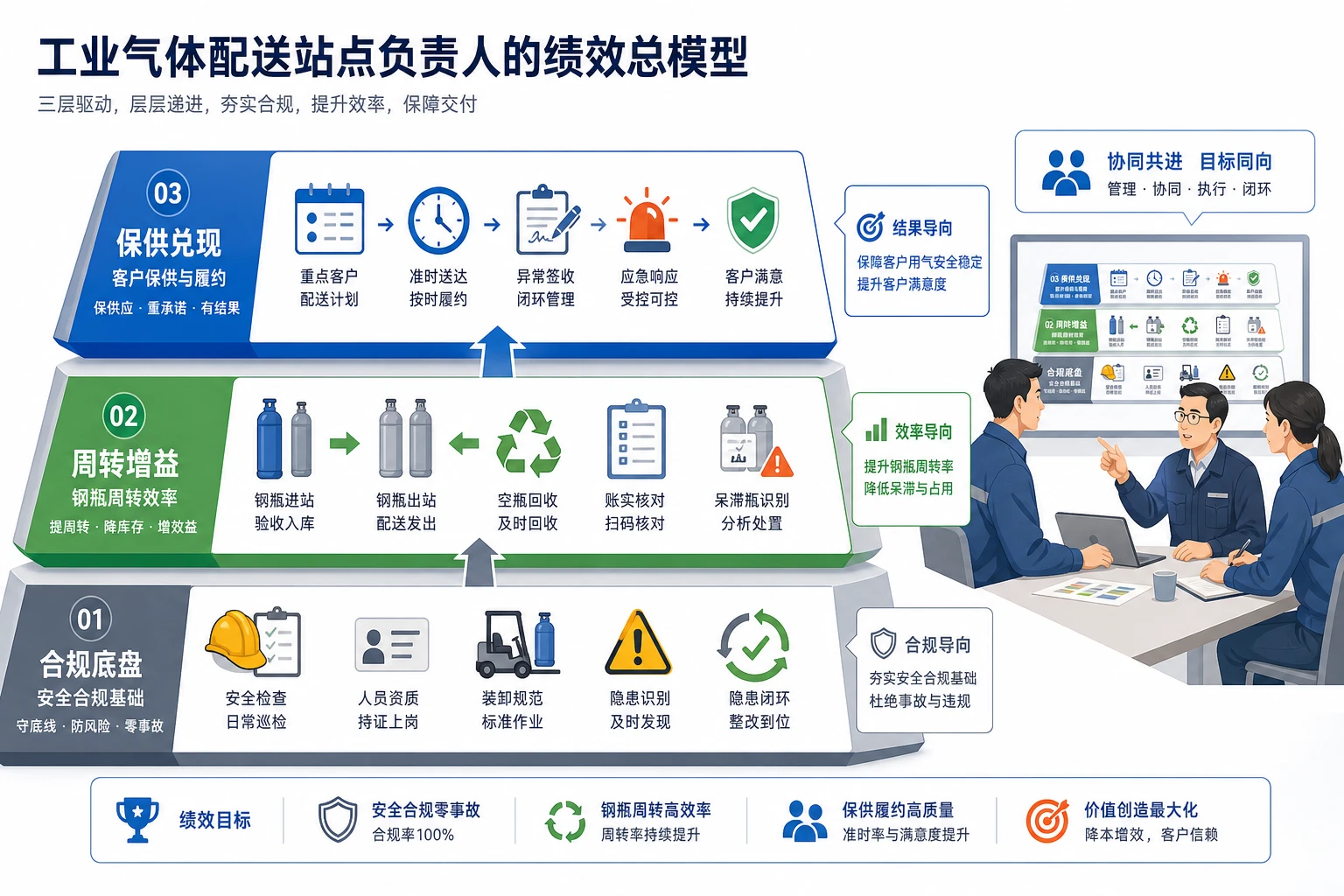 工业气体配送站点绩效三维分层设计：安全周转与保供（2026年版）