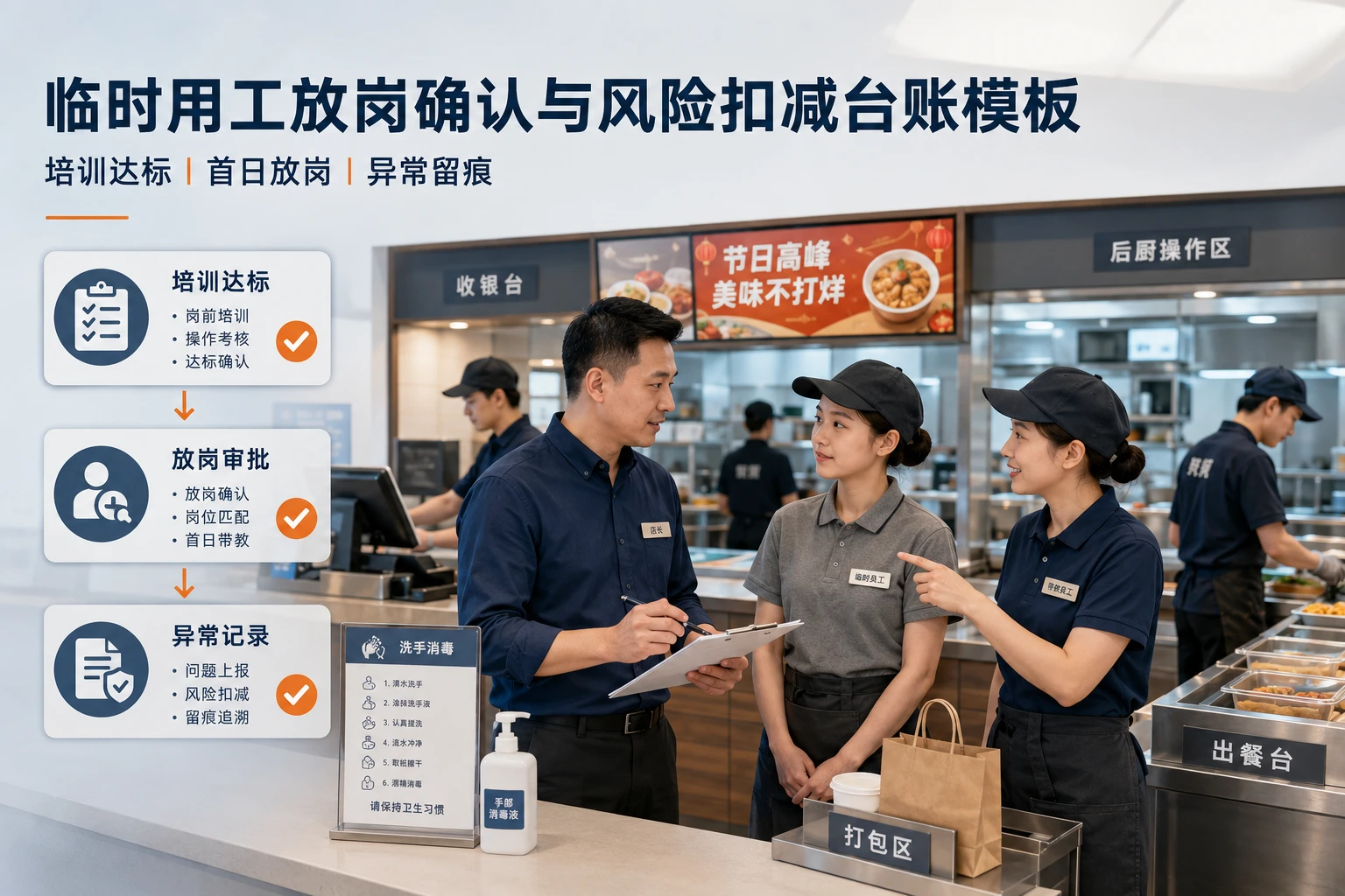连锁餐饮临时用工放岗确认与风险扣减台账模板