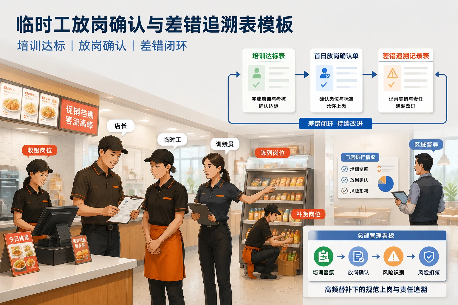连锁餐饮临时工放岗确认与差错追溯表模板（2026年版）
