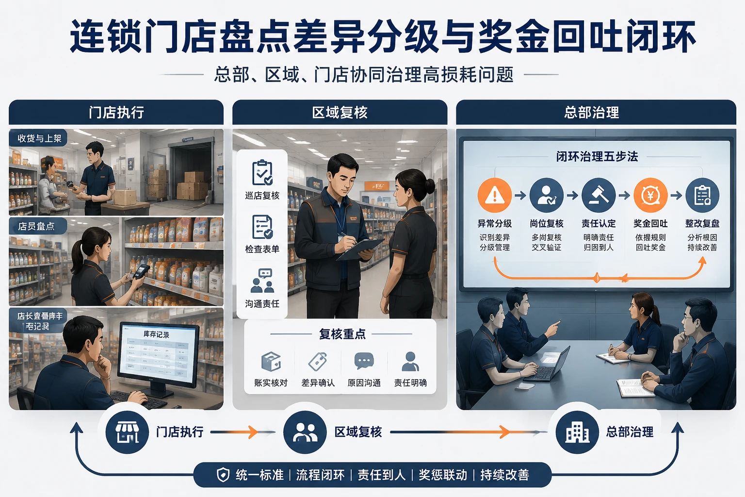 连锁门店盘点差异分级与奖金回吐闭环怎么建
