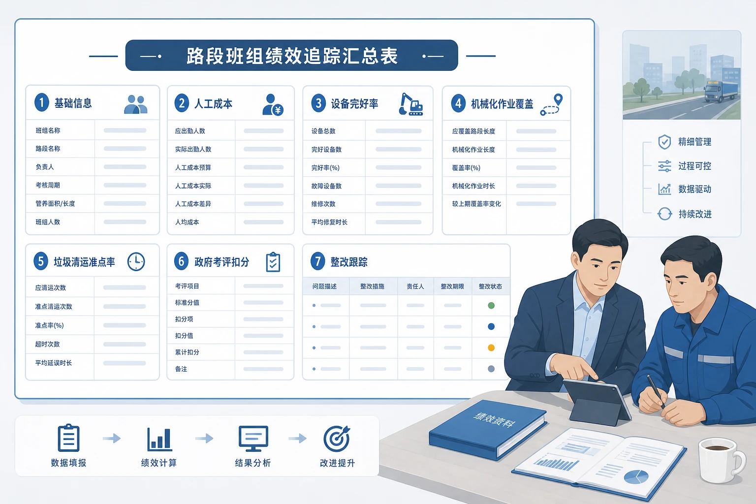 环卫项目经理人工设备政评联动追踪表模板（2026年版）