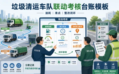 垃圾清运车队联动考核台账模板：油耗偏差、准点收运与异常落点整改（2026年版）
