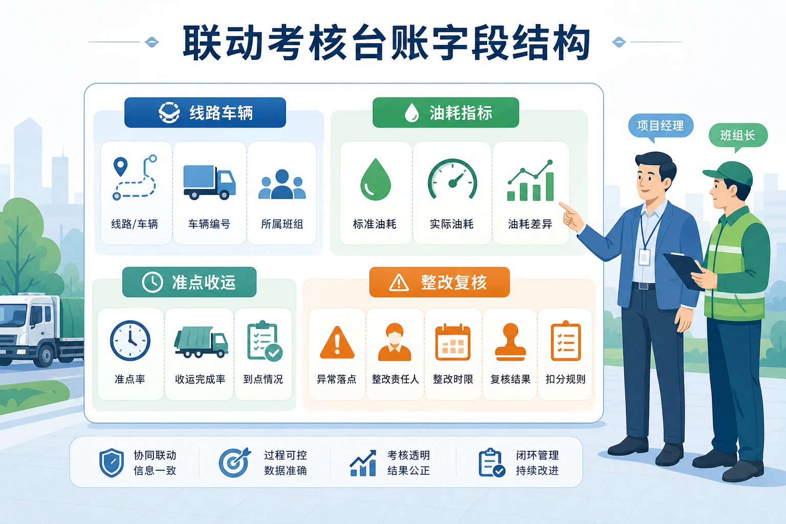 垃圾清运车队油耗准点异常联动考核台账模板（2026年版）
