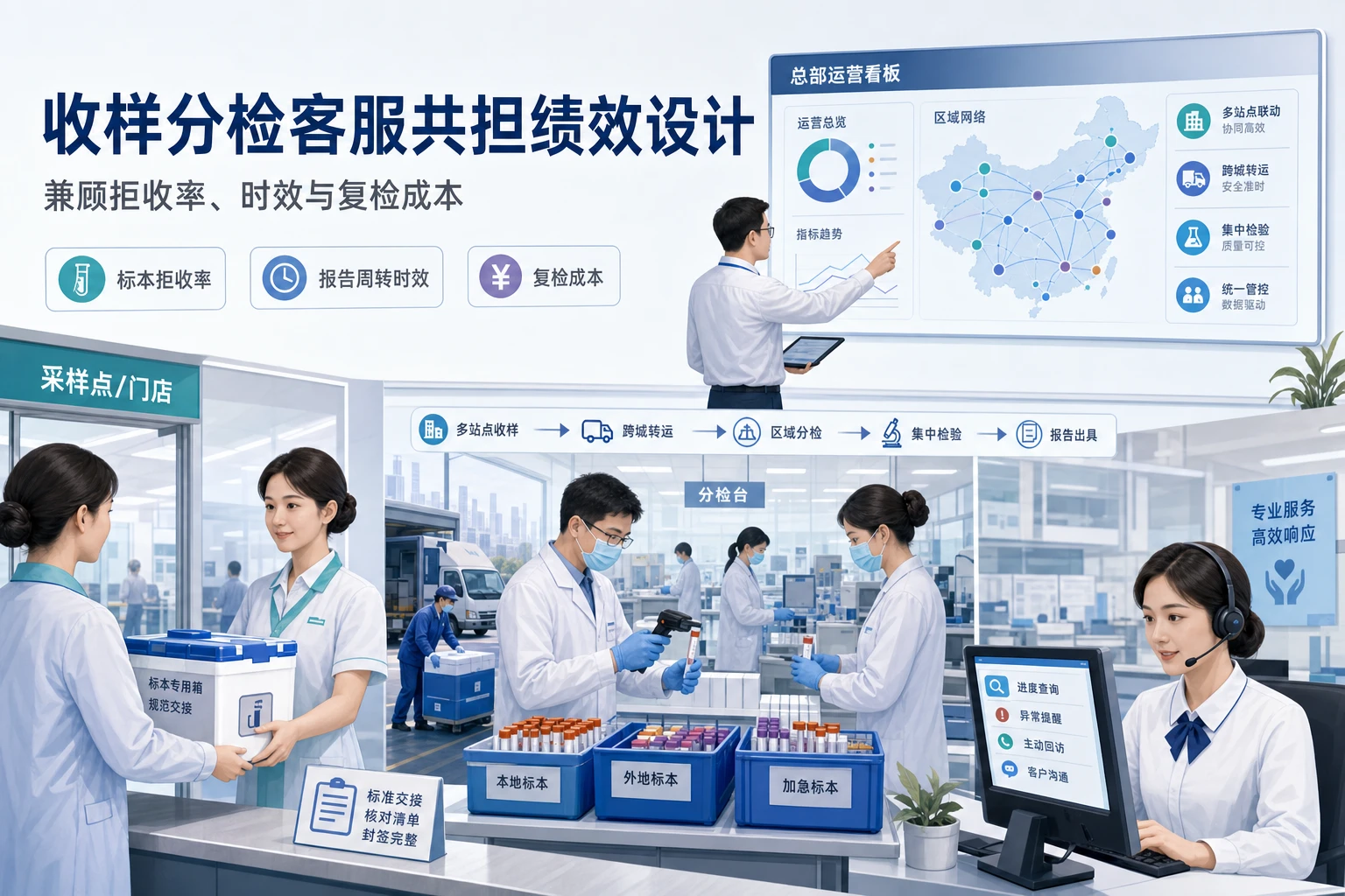 2026年区域检验网络扩张下收样分检客服共担绩效设计
