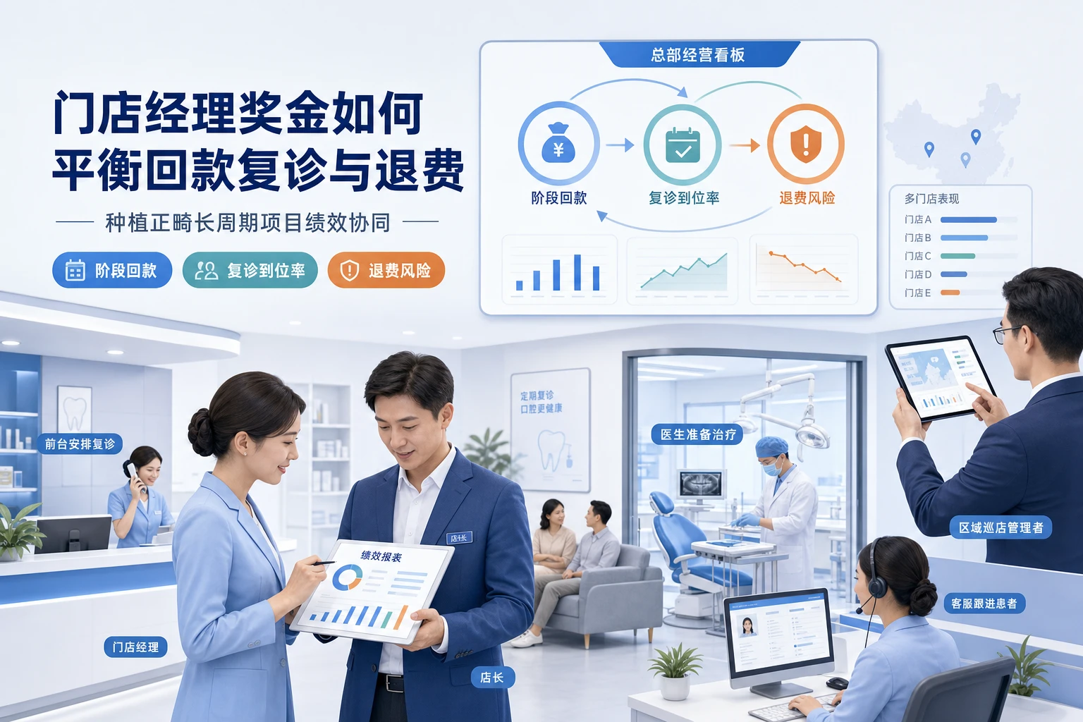 连锁口腔门店经理奖金如何平衡回款复诊与退费