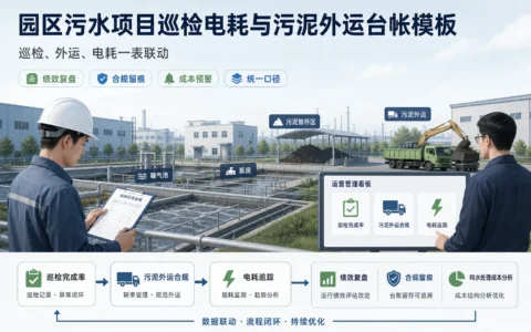 2026年园区污水项目巡检电耗与污泥外运台账模板：完成率、合规与吨水成本一表追踪