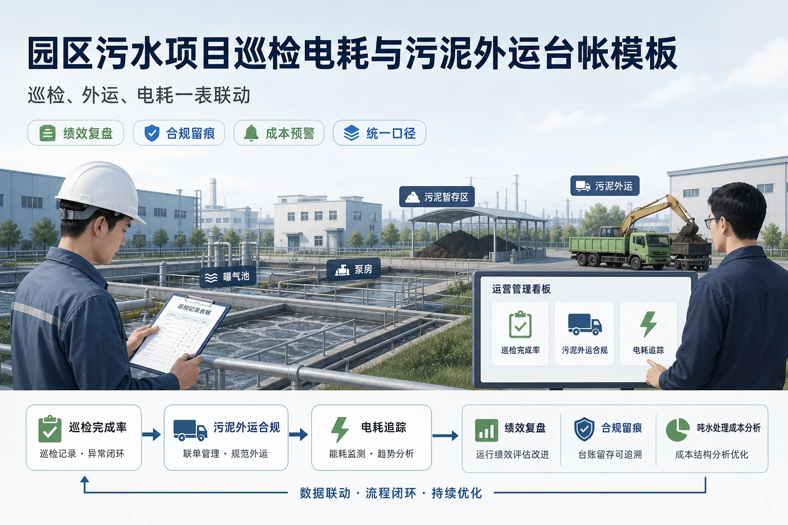 2026年园区污水项目巡检电耗与污泥外运台账模板