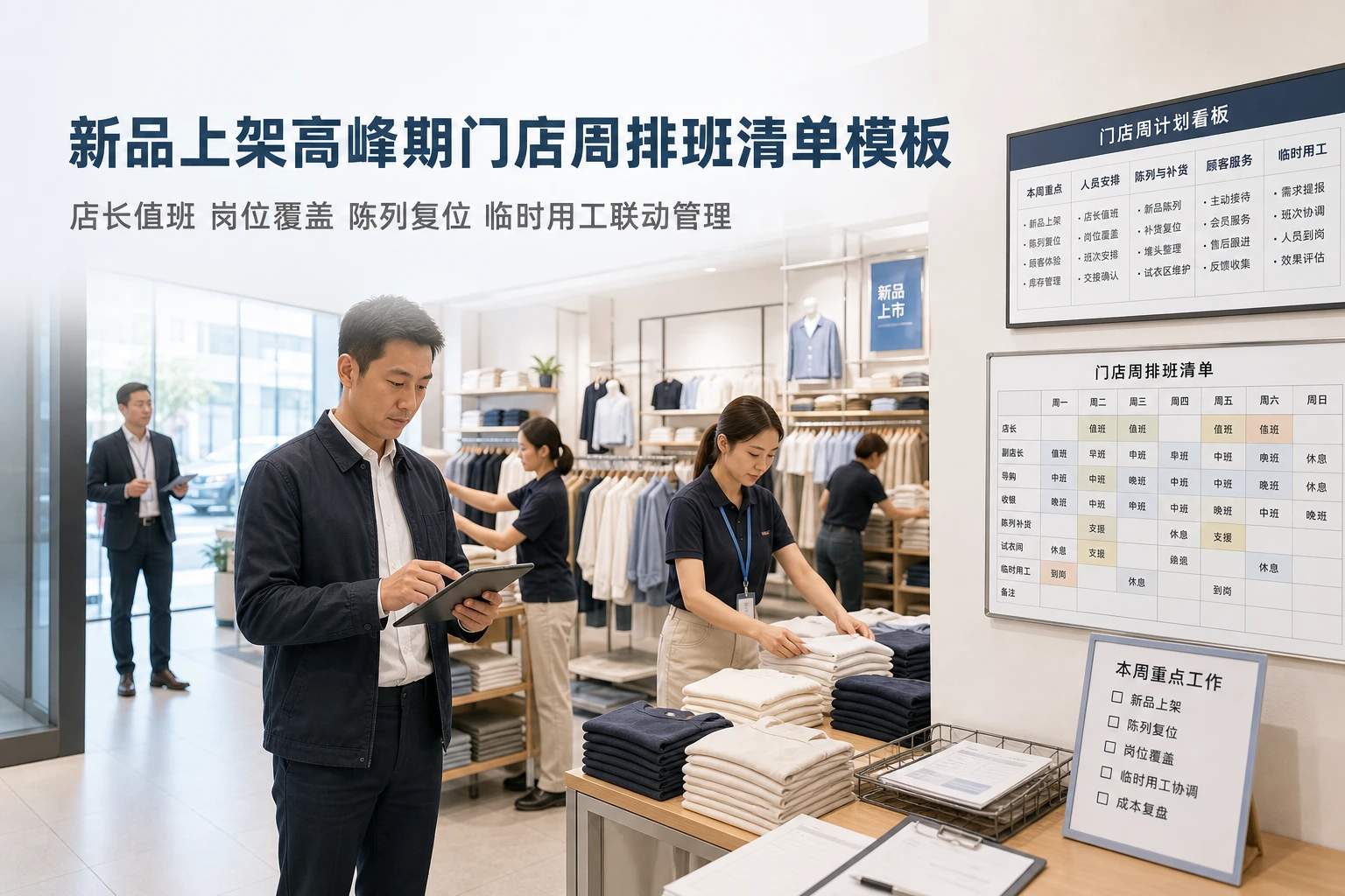 2026年新品上架高峰期连锁门店周排班清单模板