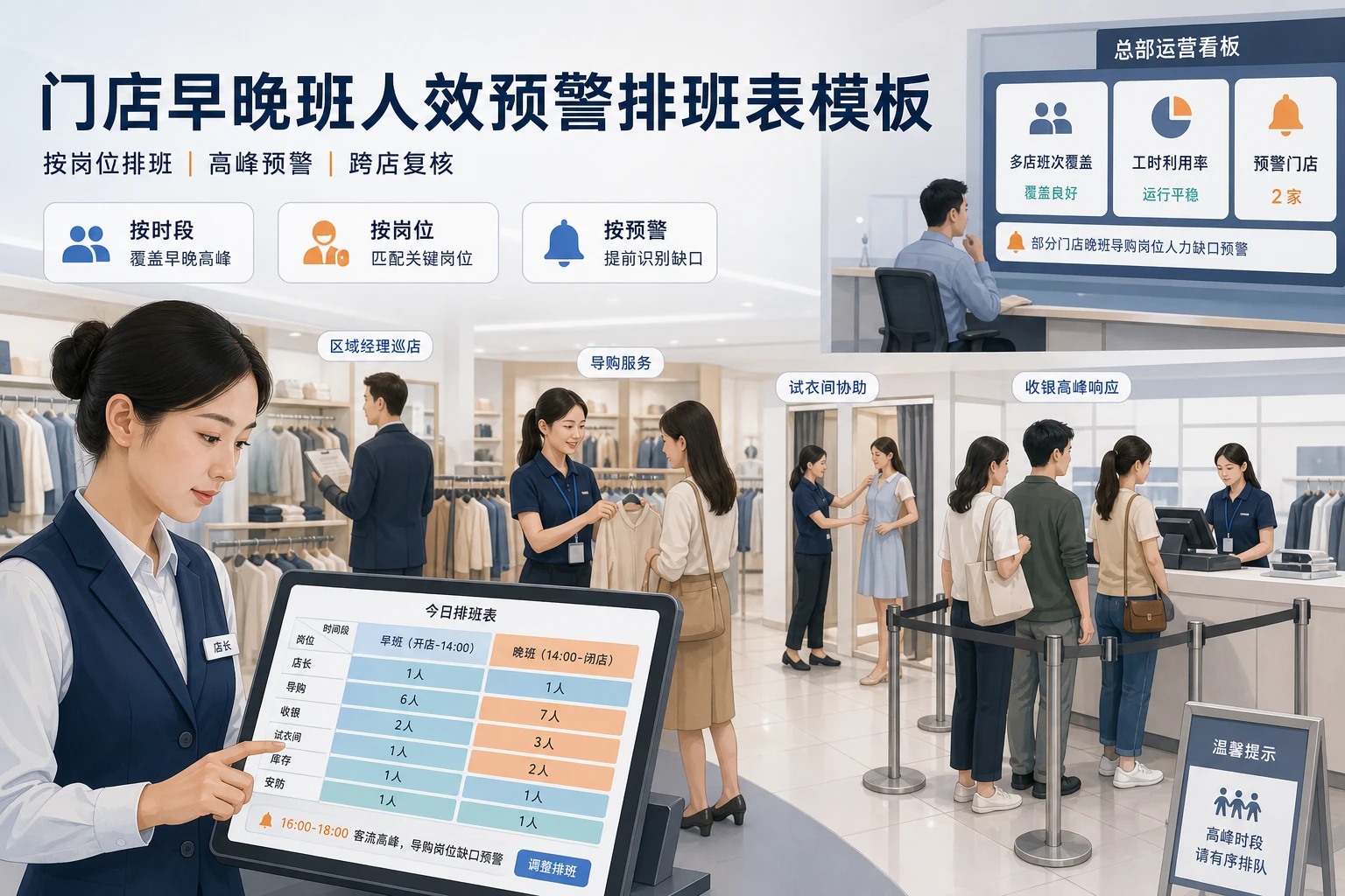 连锁门店早晚班人效预警排班表模板与填写方法（2026年版）
