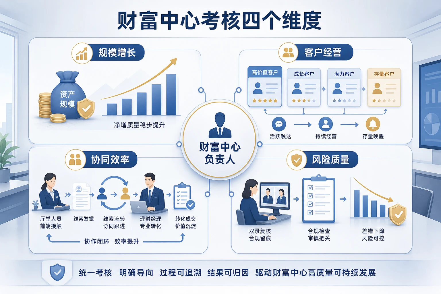财富中心负责人绩效如何联动AUM增长与双录压降