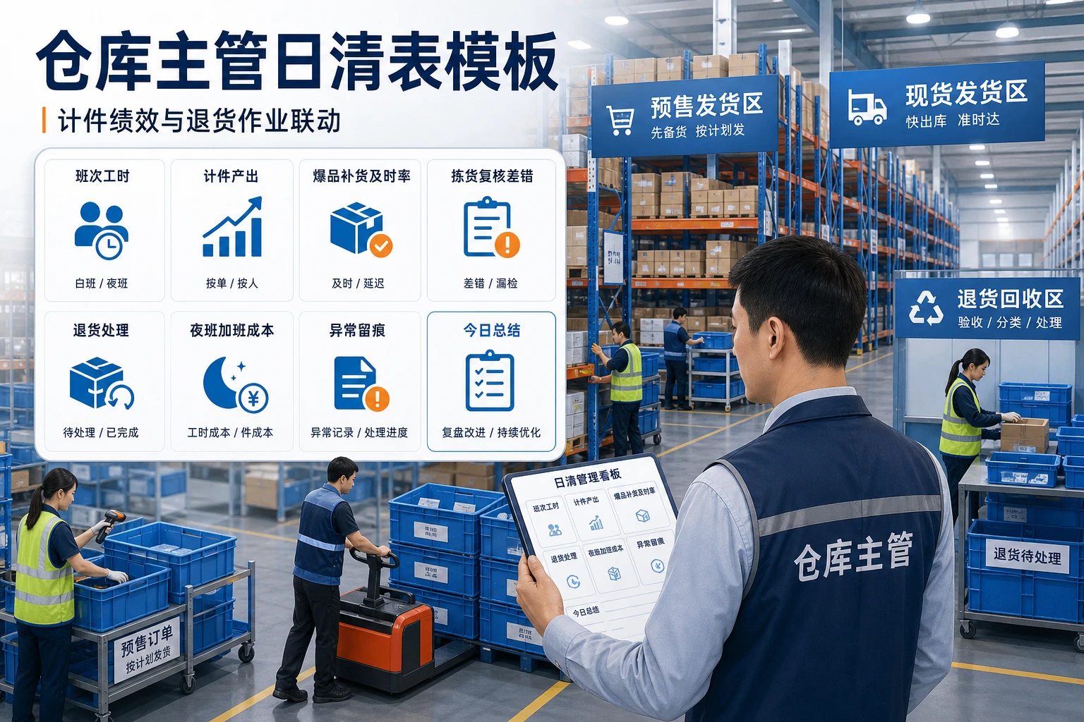 2026年仓库主管日清表模板：计件绩效与退货作业联动
