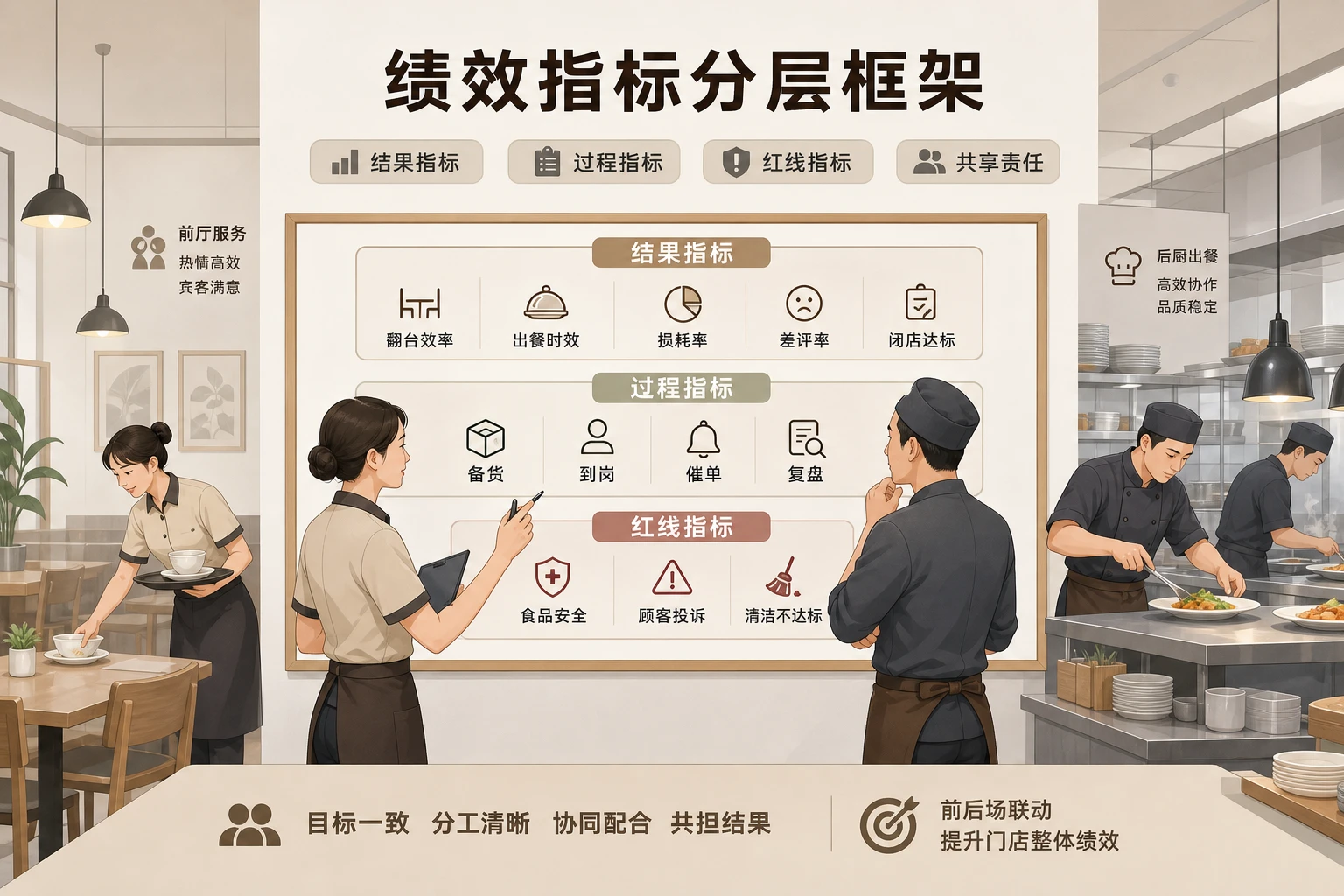 连锁餐饮门店前后场联动绩效设计：翻台、损耗与闭店达标