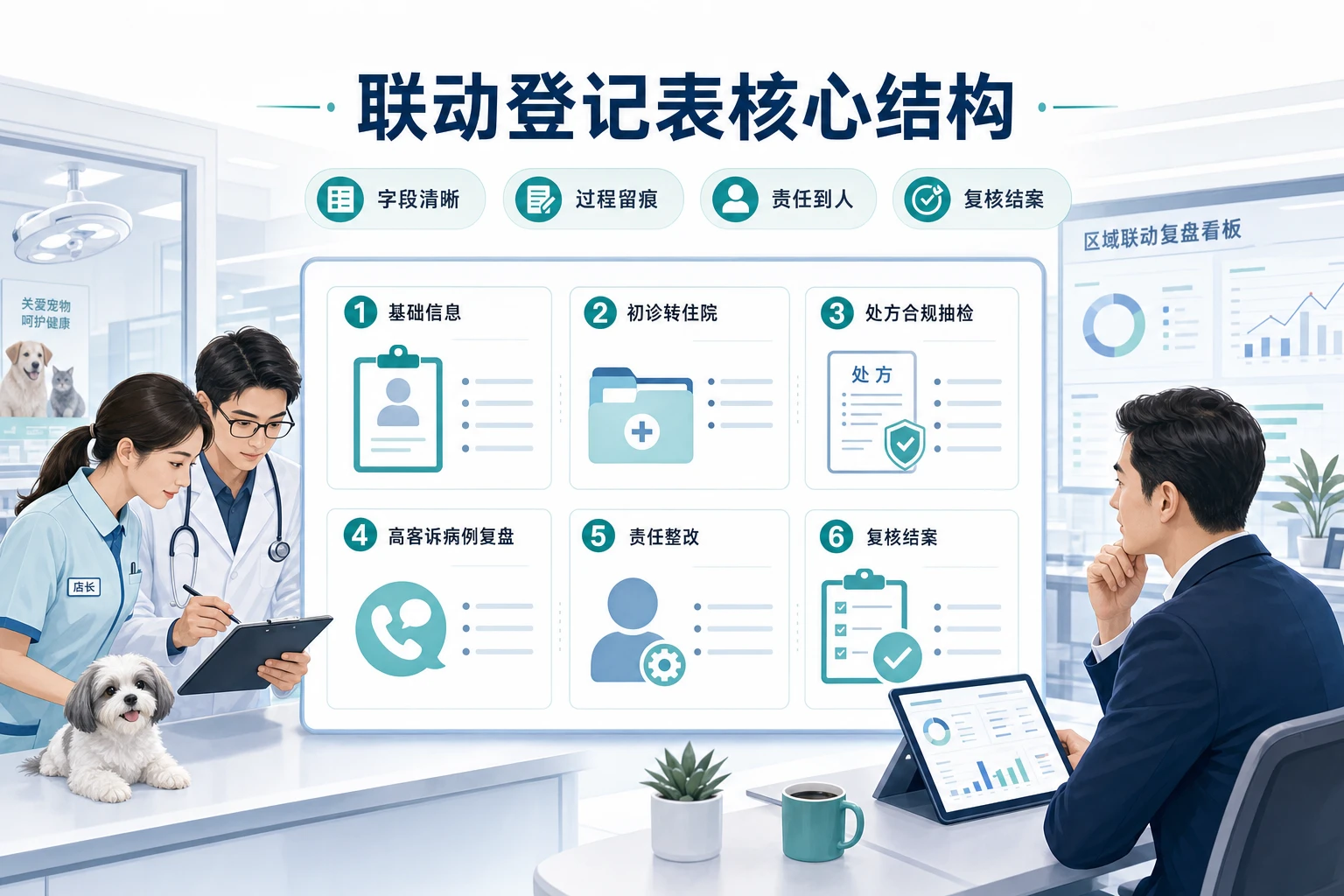 2026年连锁宠物医院诊疗台账联动登记表模板