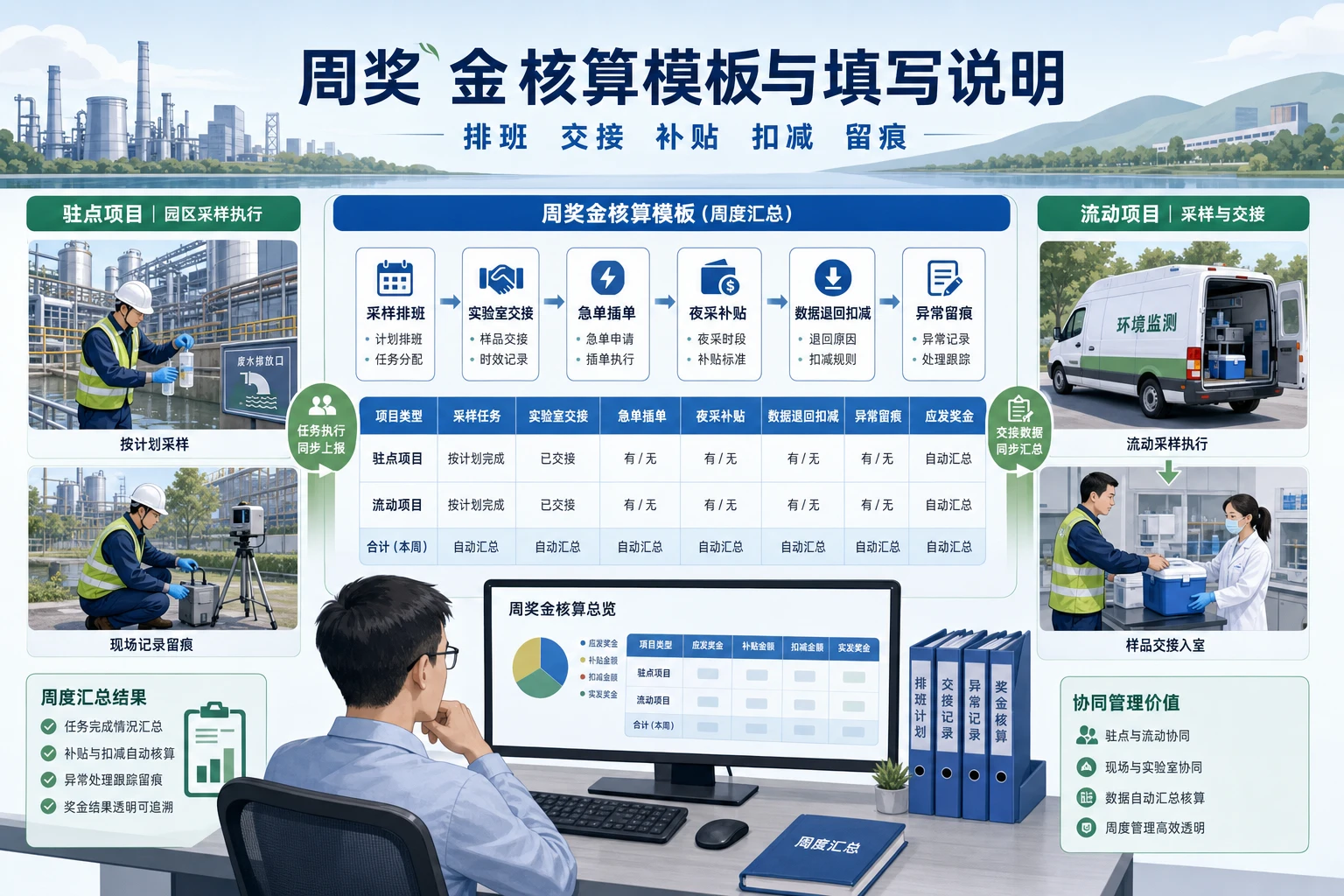 园区驻点与流动项目周奖金核算模板与填写说明（2026年版）
