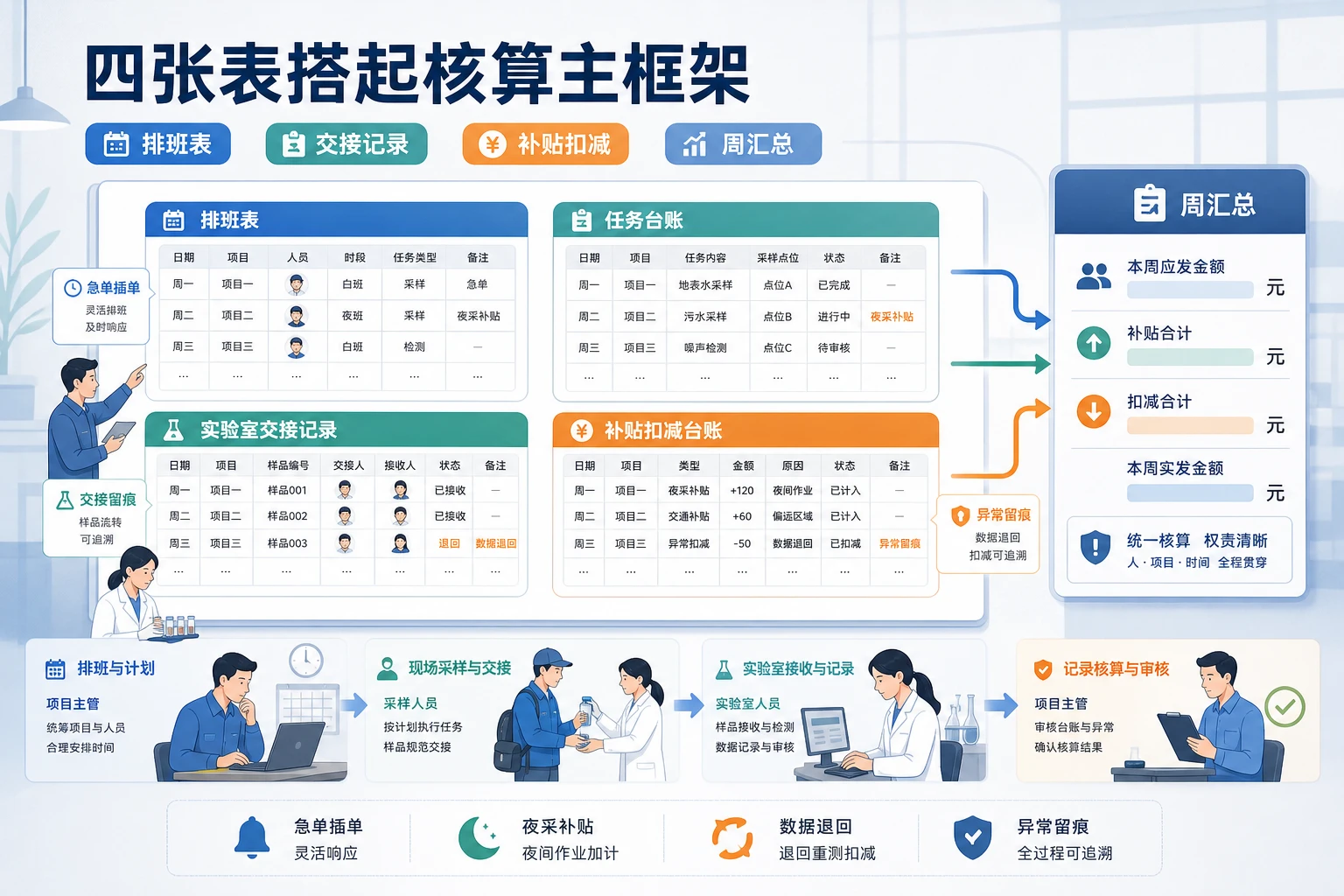 园区驻点与流动项目周奖金核算模板与填写说明（2026年版）