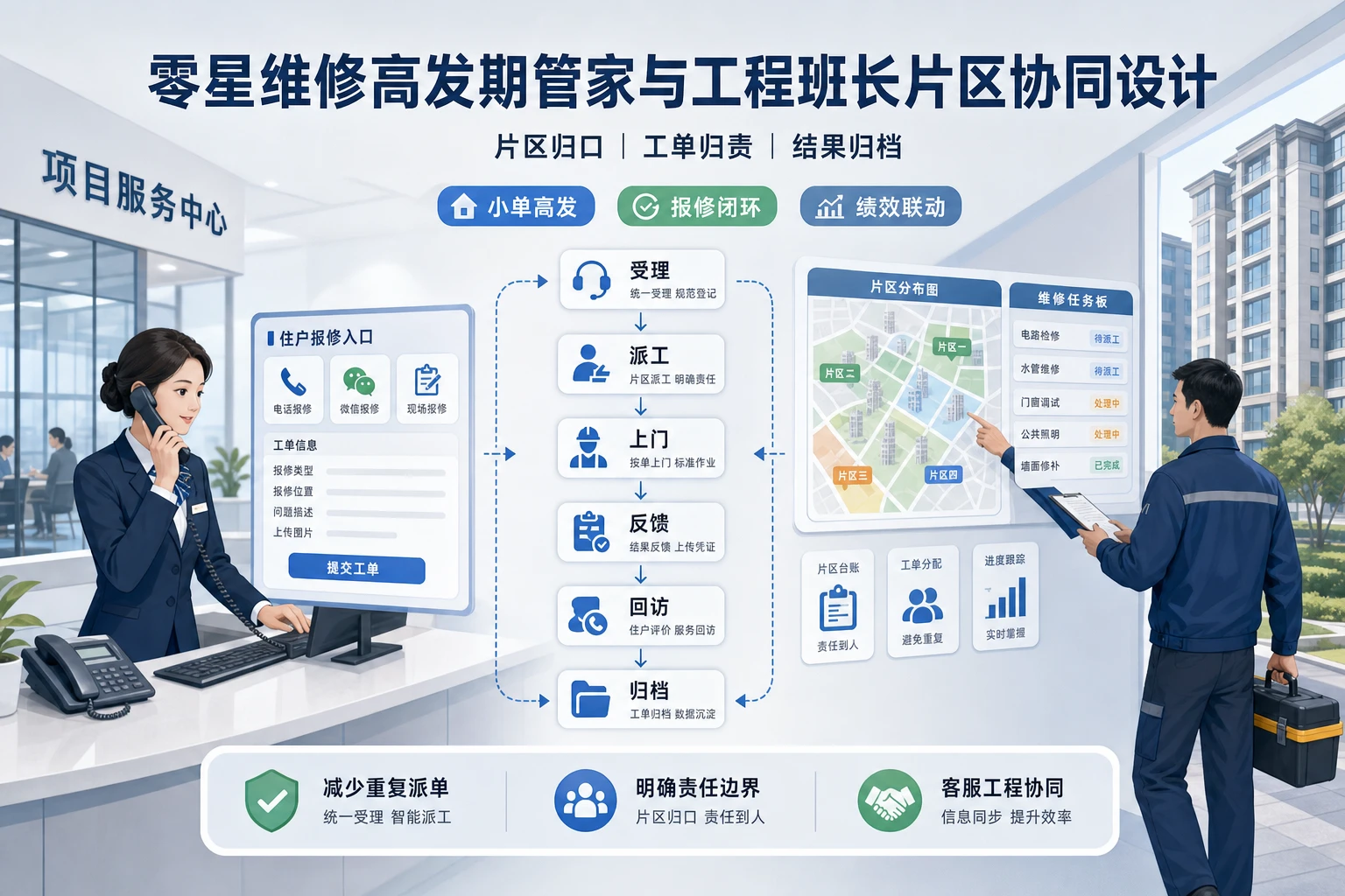 零星维修高发期管家与工程班长片区协同设计