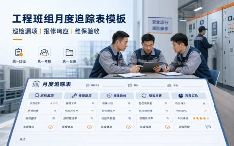 商业综合体工程值班班组月度追踪表模板：巡检漏项、报修响应与维保验收台账（2026年版）