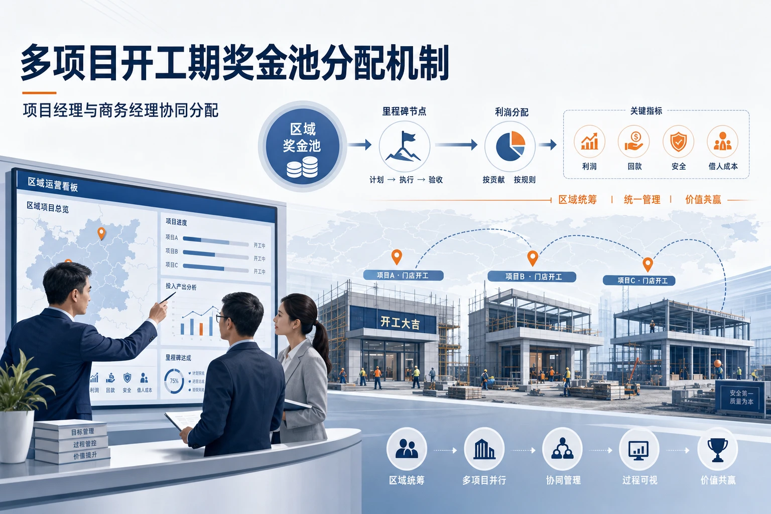 多项目开工期项目经理与商务经理奖金池分配机制