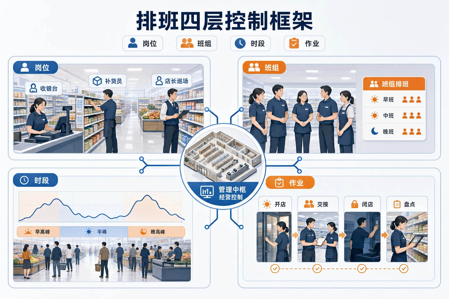 连锁社区店早晚班排班与损耗联动管控框架