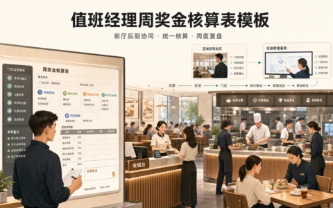 值班经理周奖金核算表模板：门店排班、投诉与翻台效率联动指南（2026年版）