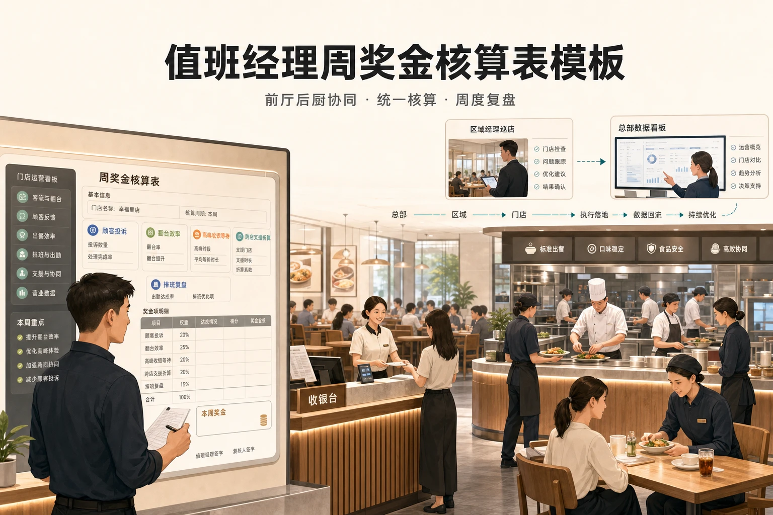 连锁门店值班经理周奖金核算表模板设计（2026年版）
