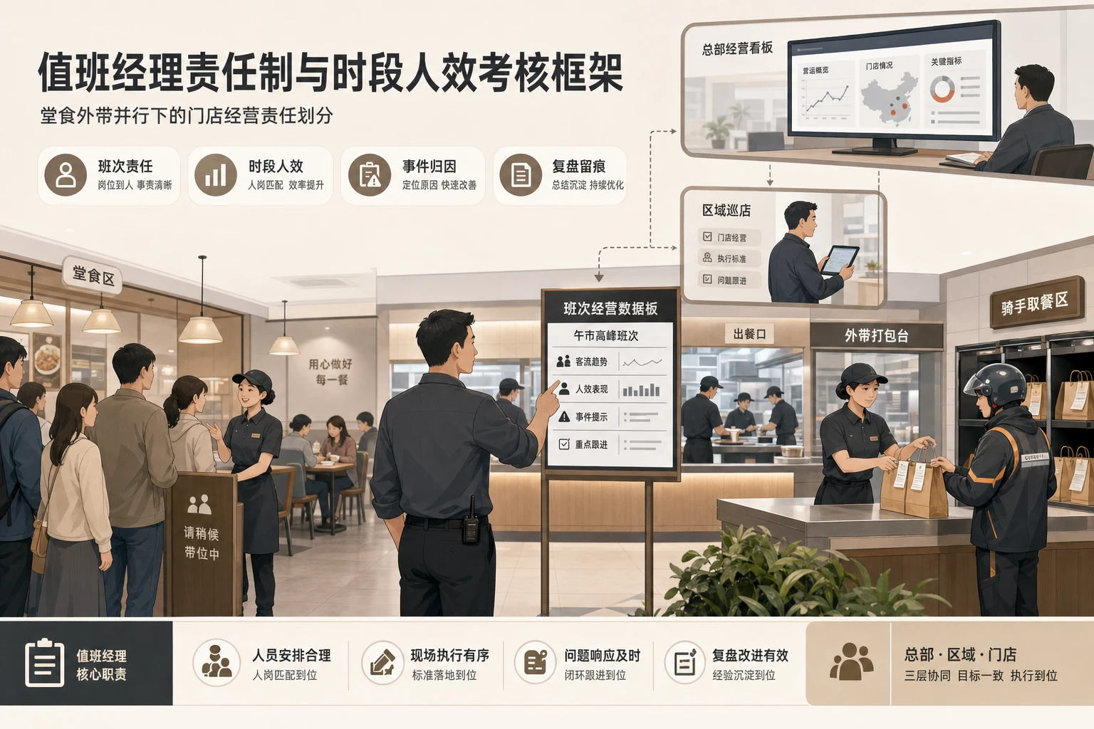 连锁餐饮值班经理责任制与时段人效考核框架