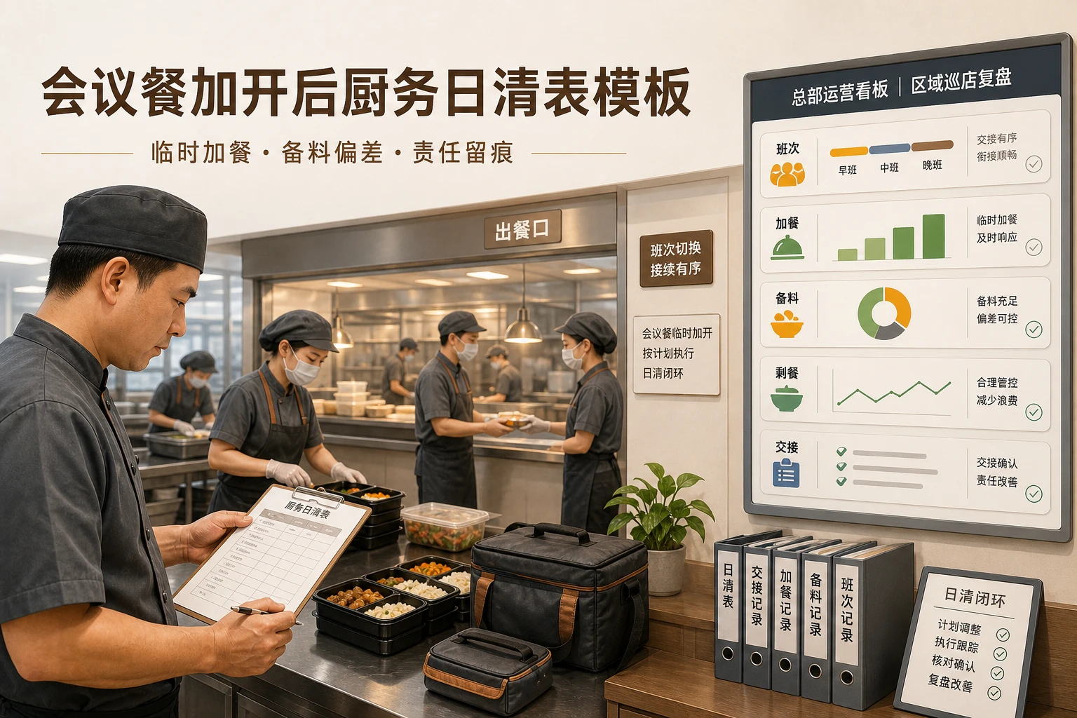 连锁团餐驻点会议餐加开后厨务日清表模板
