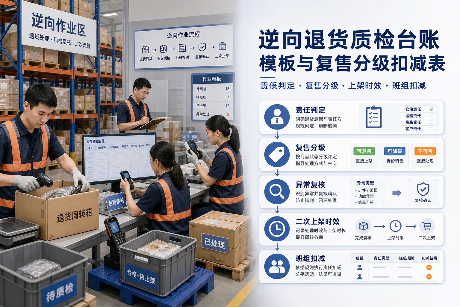 逆向退货质检台账模板与复售分级扣减表设计（2026年版）